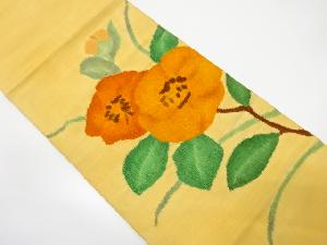 手織り紬　花模様織り出し名古屋帯